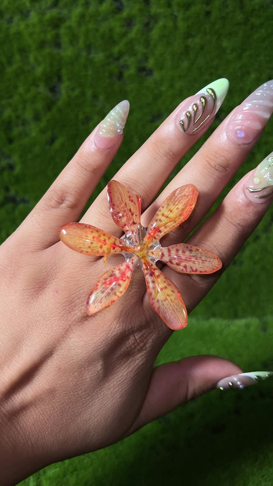 Fierce Real Leopard Lily Ring