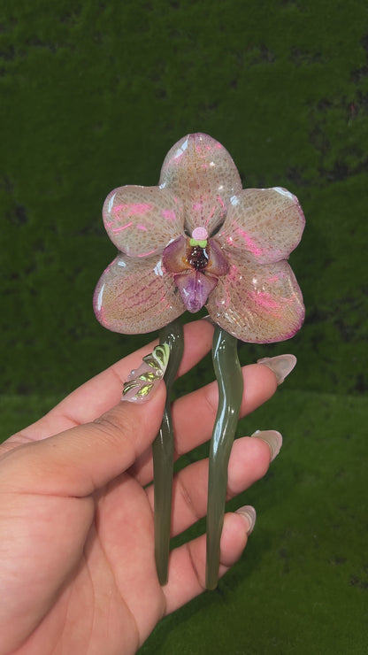 Fairy Garden Real Orchid Hair Pin