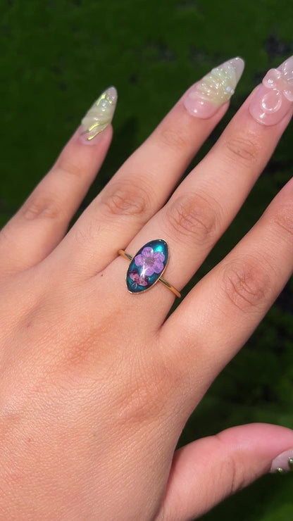 Ocean Blue Real Flower Ring