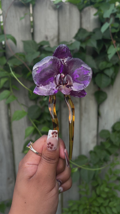Amethyst Mine Real Orchid Hair Pin (Med)