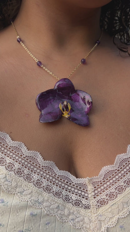 Amethyst Teleflora Real Orchid Necklace