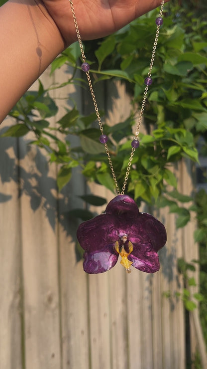 Amethyst Teleflora Real Orchid Necklace