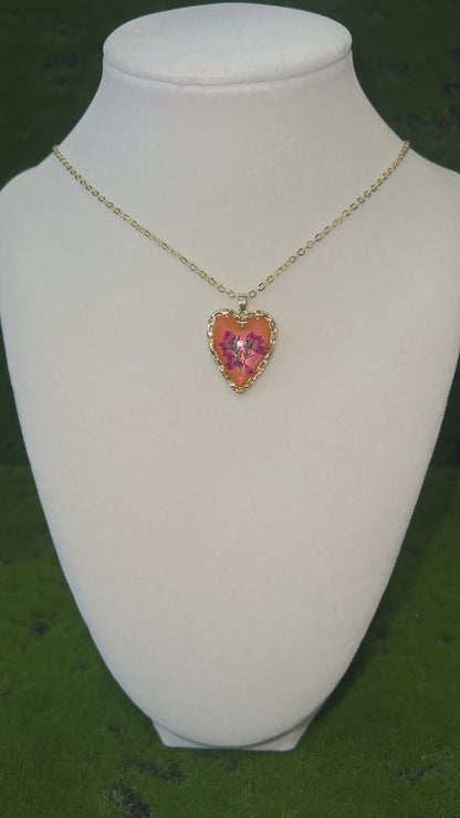 Winter Tropics Real Flower Heart Necklace