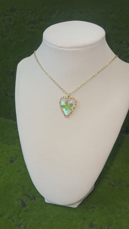 Forest Fairy Real Flower Heart Necklace