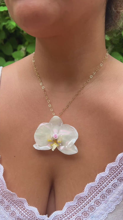 Strawberry Lemonade Real Orchid Necklace