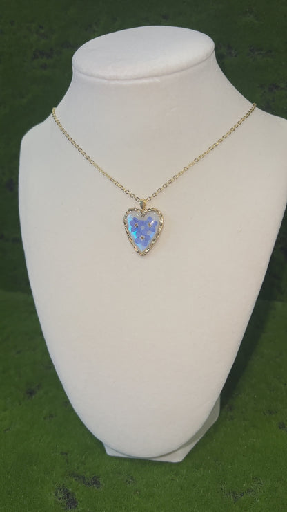 Flower Clouds Real Flower Heart Necklace