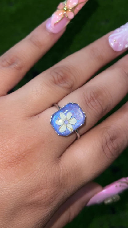 Cloudy Skies Real Flower Ring