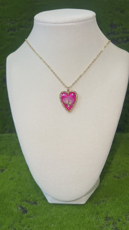 Dreamy Real Flower Heart Necklace