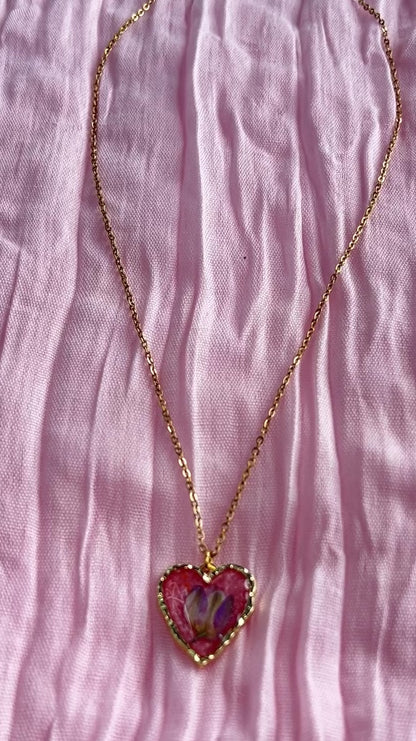 Dragonfruit Sunrise Heart Necklace