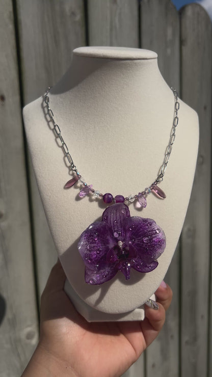 Purple Rain Real Orchid Necklace