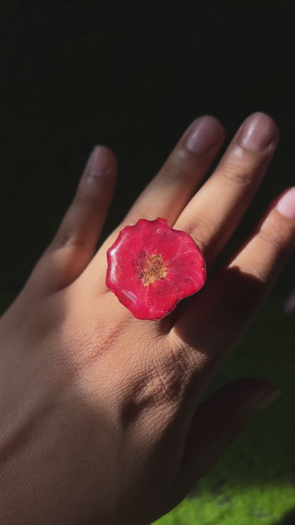 Rose Red Real Flower Ring