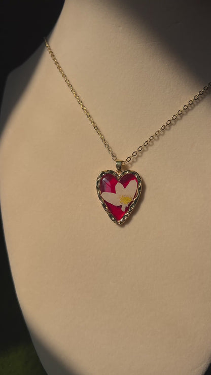 Saving Anemone Flower Heart Necklace