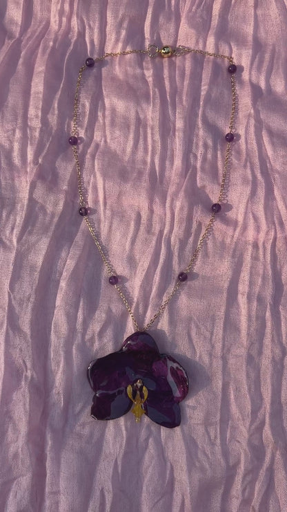 Amethyst Teleflora Real Orchid Necklace