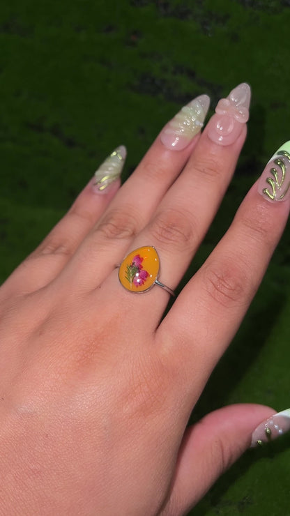 Tequila Sunrise Real Flower Ring