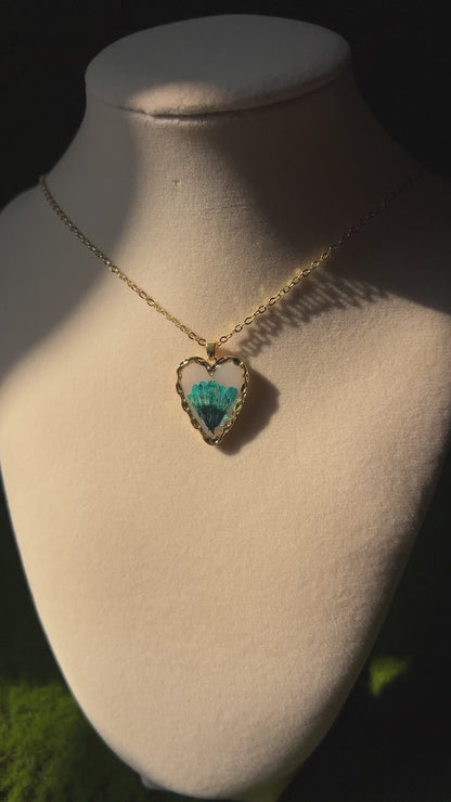 Turquoise Dream Flower Heart Necklace