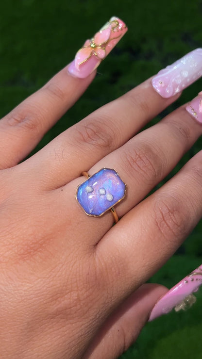 Flower in Space Real Flower Ring