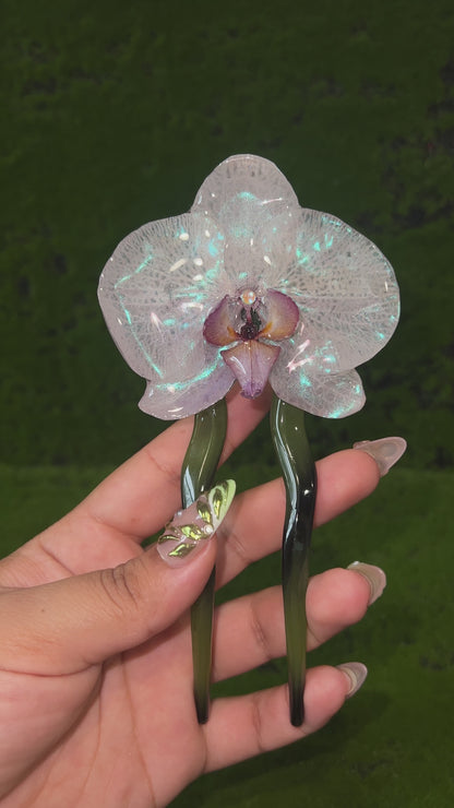 Sea Moss Real Orchid Hair Pin